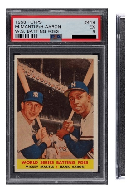 1958 Topps Mickey Mantle Hank Aaron World Series Batting Foes #418
